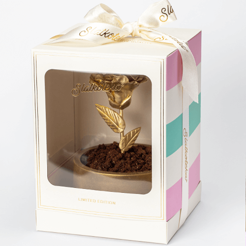 Čokoladna saksija sa ružom 650g