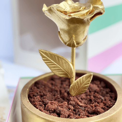 Čokoladna saksija sa ružom 650g