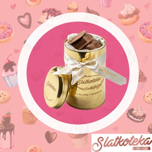 Brownie mini bites za poklon na roze pozadini