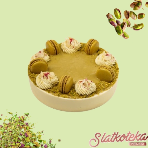  Dubai cheesecake torta na zelenoj pozadini sa pistaćima