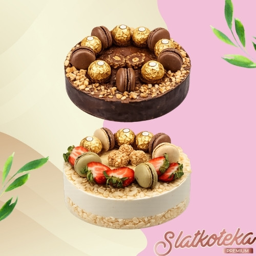 Cheesecake iznenađenja jagoda i nugat na krem roze pozadini