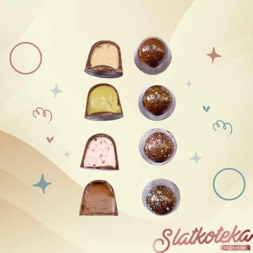 Mini praline 160 g pistać-malina svetla pozadina