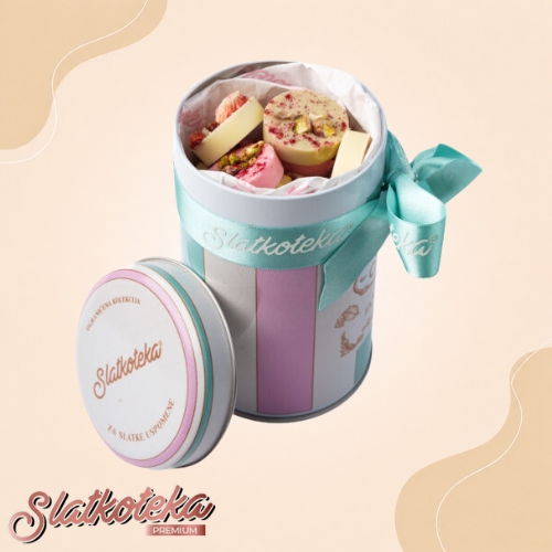 Chocolate mix u metalnoj kutiji sa pralina zalogajima u više ukusa