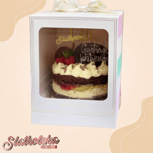 Mini Gift Cake sa malinama i pistaćem u ukrasnoj kutiji sa mašnom