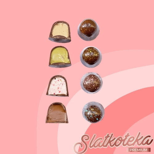 Mini praline box pistać-malina roze pozadina
