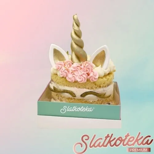 Mini Gift Cake Kids Unicorn na roze plavoj pozadini