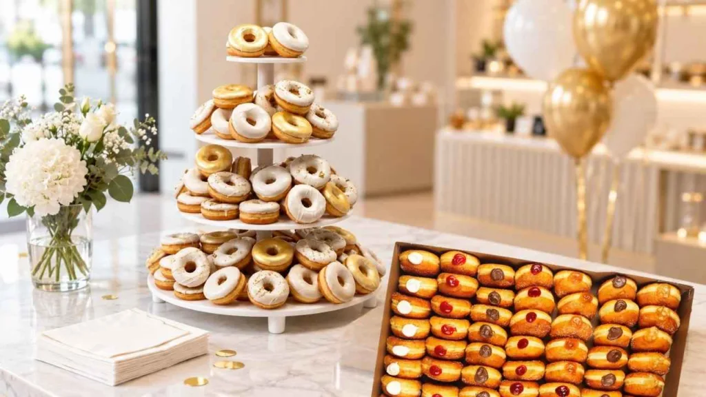 prikaz party mix krofni i torte od krofni u lokalu